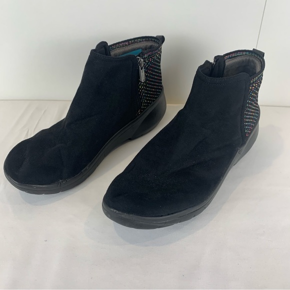 Bzees Karma sz 8 *WIDE* Black Rainbow Multicolor Washable Fabric Ankle Booties - Picture 6 of 11